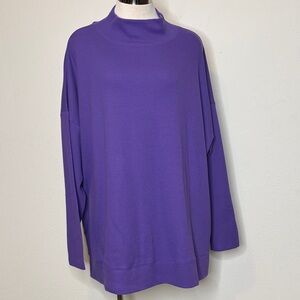 D&co. Size 2X Long Sleeve waffle weave mock neck Top in Vibrant Purple